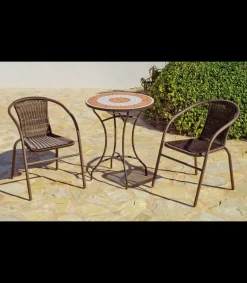 Conjunto terraza jardín mesa + 2 sillones mosaico Málaga/Brasil-60/2.