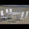 Conjunto terraza jardín mesa + 4 sillones aluminio blanco Córcega 160x90 /janeiro-4.