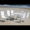 Conjunto terraza jardín mesa + 4 sillones aluminio blanco Mundra-150x90/Lerian-4.