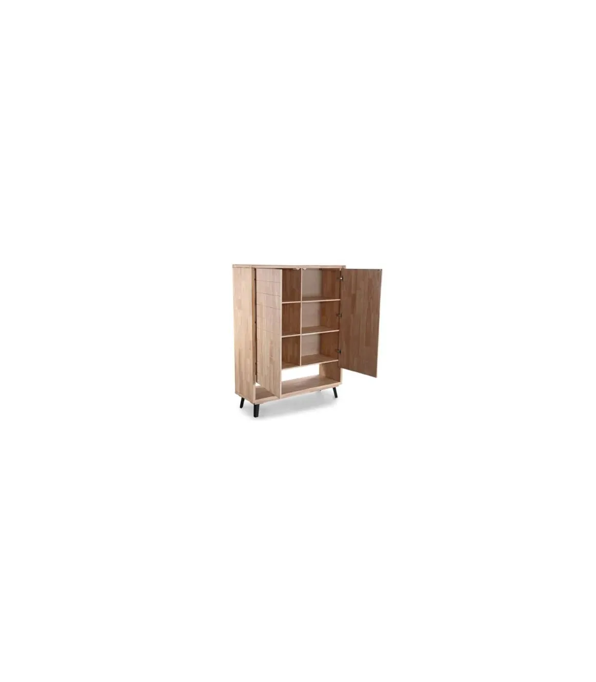 Consola alta Berg 2 puertas acabado roble nordish/negro, 120m(ancho) 156cm(altura) 40cm(fondo)