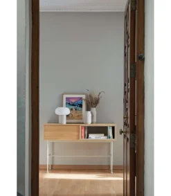 Consola modelo Yoko 2 cajones acabado roble/crema, 120cm(ancho) 80cm(alto) 35cm (fondo)