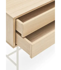 Consola modelo Yoko 2 cajones acabado roble/crema, 120cm(ancho) 80cm(alto) 35cm (fondo)