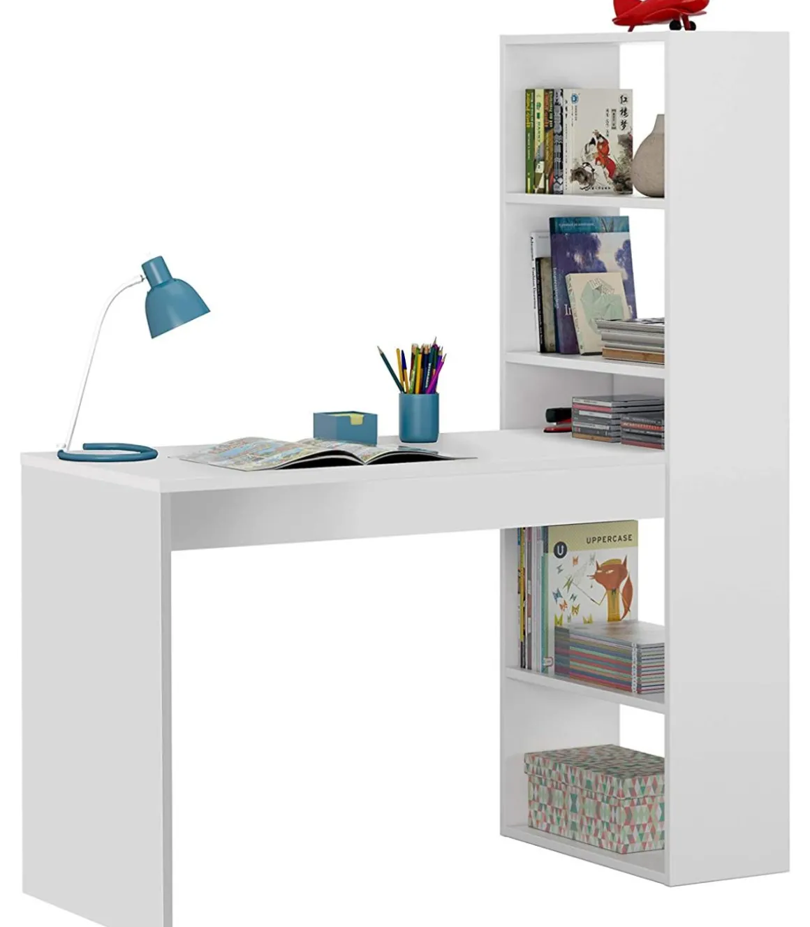 Escritorio con estanteria Boston en blanco artik 144 cm(alto)120 cm(ancho)53 cm(largo)