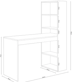 Escritorio con estanteria Boston en blanco artik 144 cm(alto)120 cm(ancho)53 cm(largo)