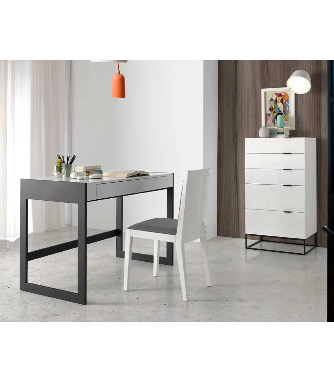 Escritorio lacado en blanco Elsa, 120 x 60 x 81 cm (largo x ancho x alto)