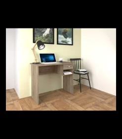 Escritorio Marte en acabado roble con un cajón. 74 cm(alto)90 cm(ancho)50 cm(fondo)
