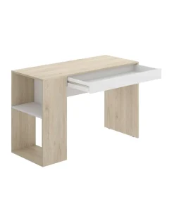 Escritorio Navas con estante y 1 cajon en natural-blanco 74 cm(alto)115 cm(ancho)50 cm(fondo)