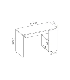Escritorio Navas con estante y 1 cajon en natural-blanco 74 cm(alto)115 cm(ancho)50 cm(fondo)