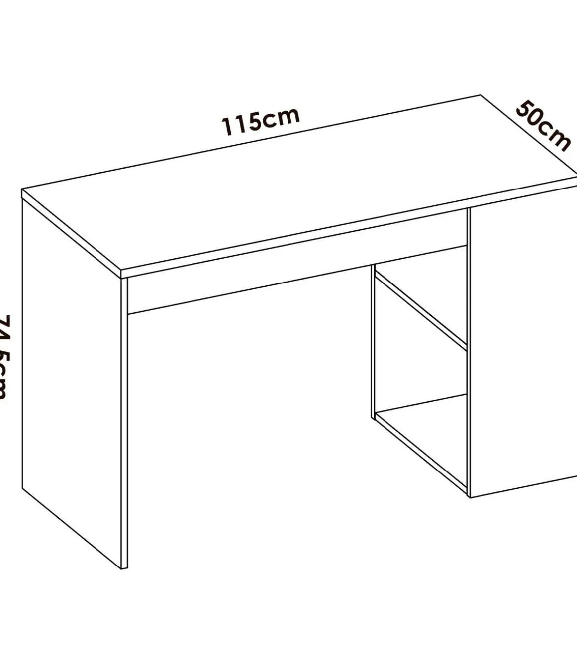 Escritorio Navas con estante y 1 cajon en blanco 74 cm(alto)115 cm(ancho)50 cm(fondo)