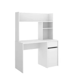 Escritorio Rebeca con puerta + cajón + altillo acabado blanco, 74cm(alto) 110cm(ancho) 50cm(fondo)