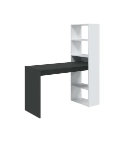 Escritorio reversible con estanteria Boston en blanco artik-gris cemento 144 cm(alto)120 cm(ancho)53 cm(largo)