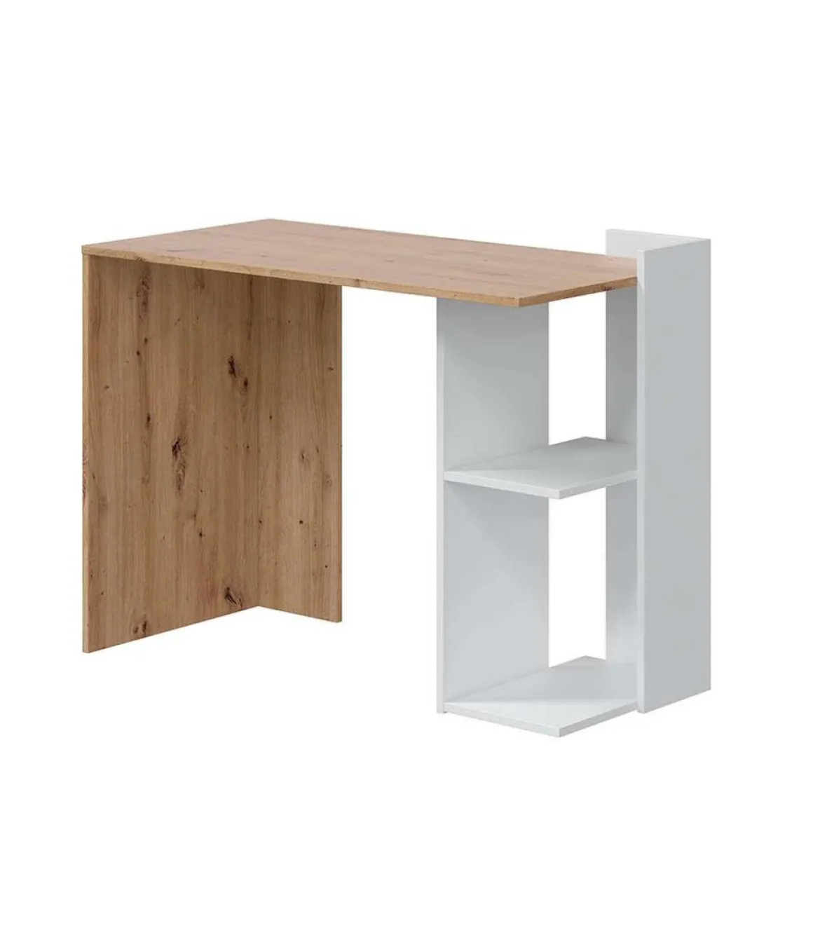 Escritorio reversible Gilda en blanco artik y roble nordi 78 cm (alto) x 100 cm (ancho) x 52 cm (prof.)