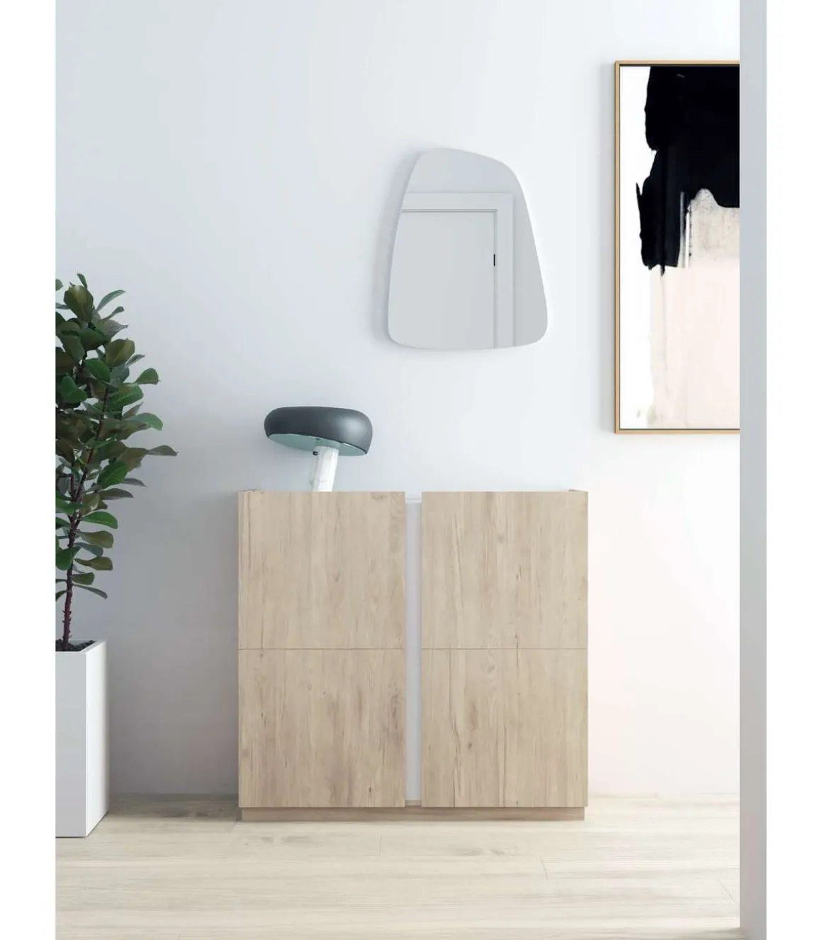 Espejo de pared asimétrico modelo 731, Altura 60cm. Ancho 47cm. Fondo 2cm.