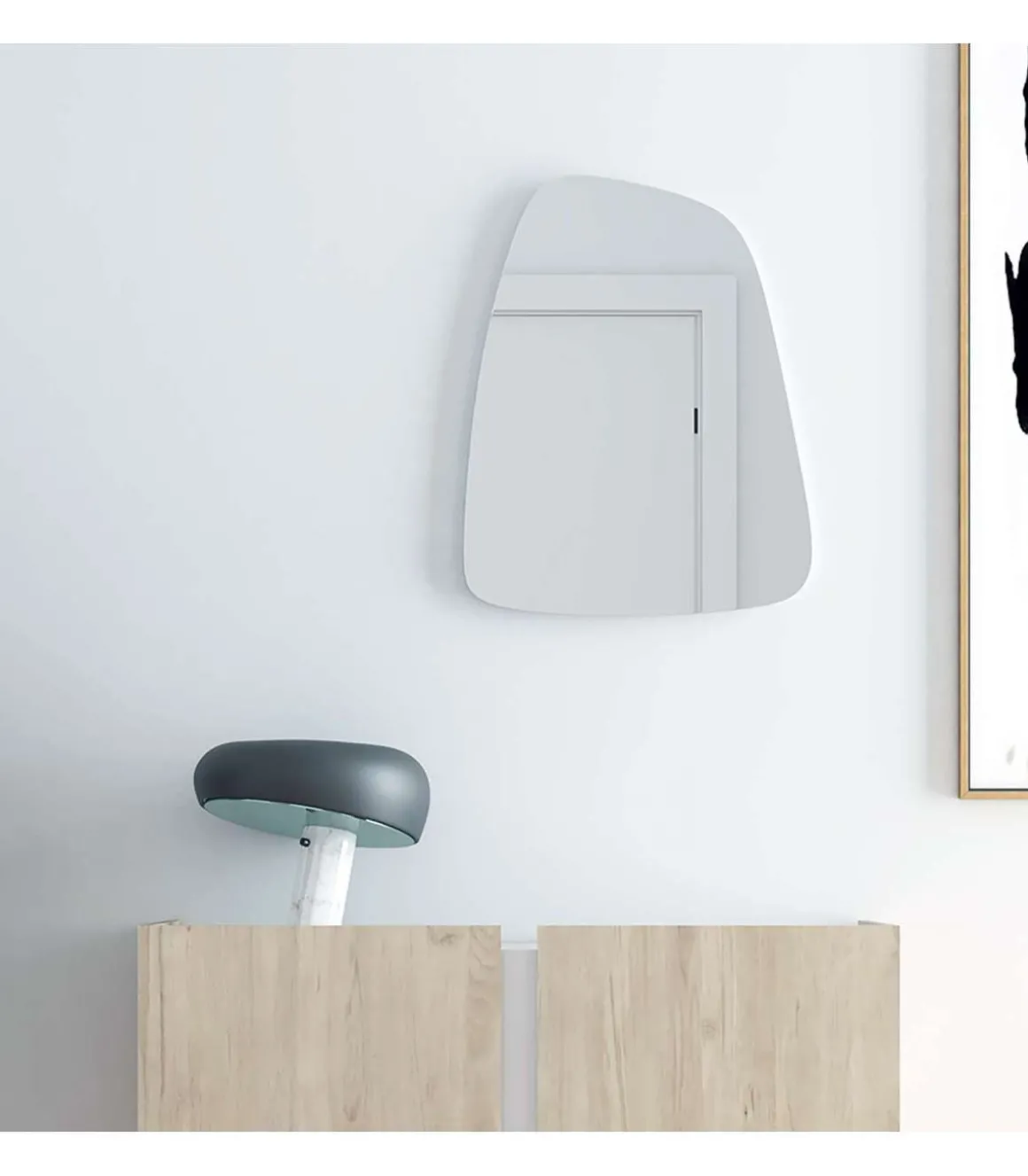 Espejo de pared asimétrico modelo 731, Altura 60cm. Ancho 47cm. Fondo 2cm.