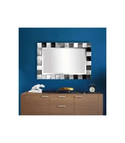 Espejo moderno rectangular en acabado color plata 60cm(ancho) 89.6cm(altura) 4.5cm(fondo)
