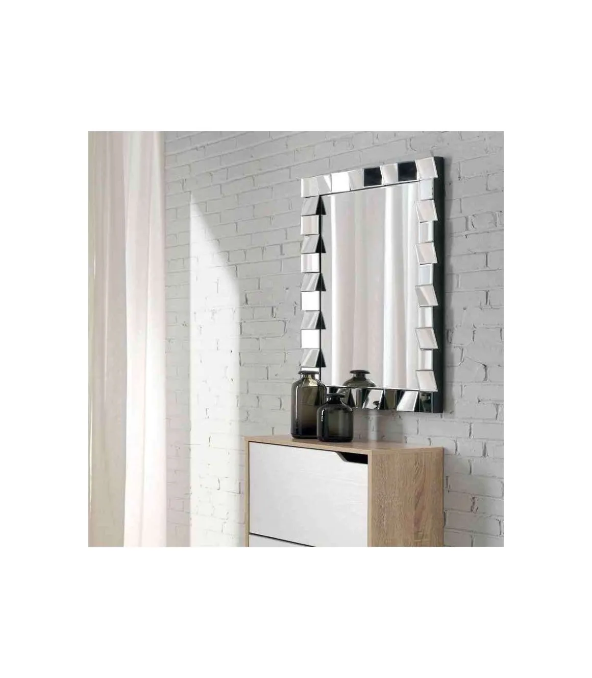 Espejo moderno rectangular en acabado color plata 60cm(ancho) 89.6cm(altura) 4.5cm(fondo)