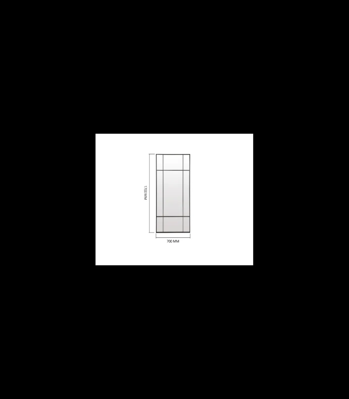 Espejo moderno tipo ventana Orlando acabado marco negro, 70cm(ancho) 170cm(altura) 3.5cm(fondo)