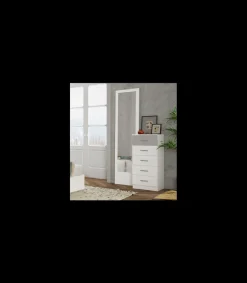 Espejo vestidor para dormitorio modelo Kansas acabado blanco, 50cm(ancho) 194cm(alto) 1.6cm(fondo).