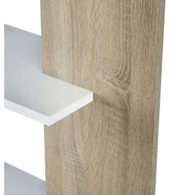 Estantería Alida alta de 5 estantes acabado blanco artic/roble, 180 cm(alto)90 cm(ancho)25 cm(fondo).