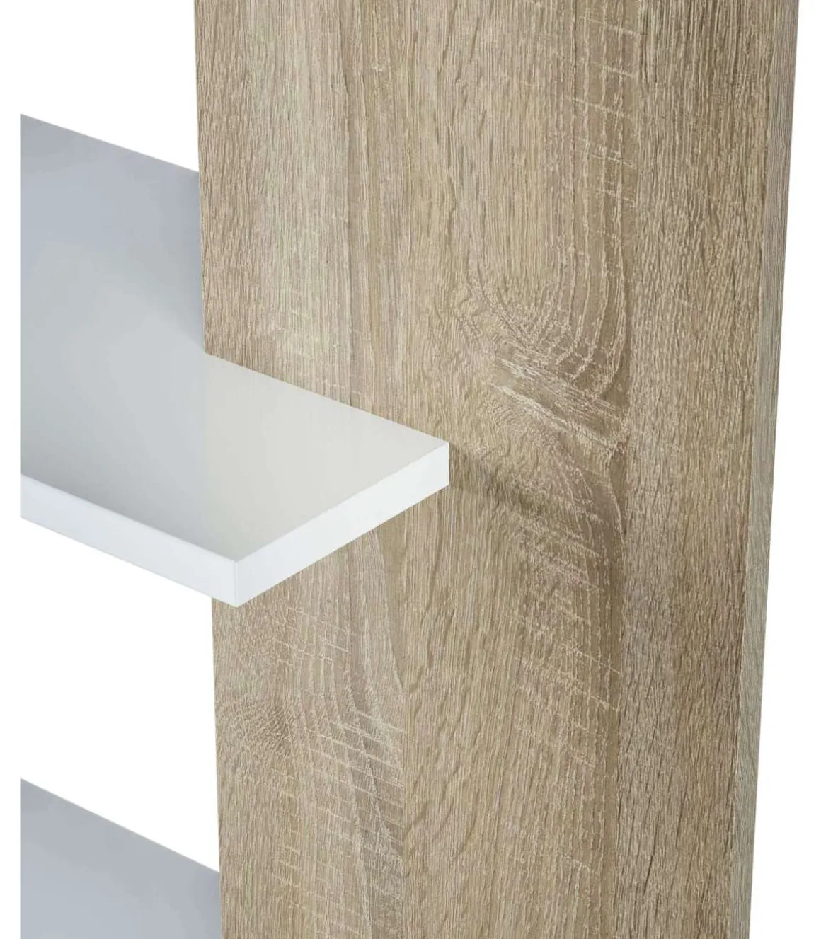 Estantería Alida alta de 5 estantes acabado blanco artic/roble, 180 cm(alto)90 cm(ancho)25 cm(fondo).