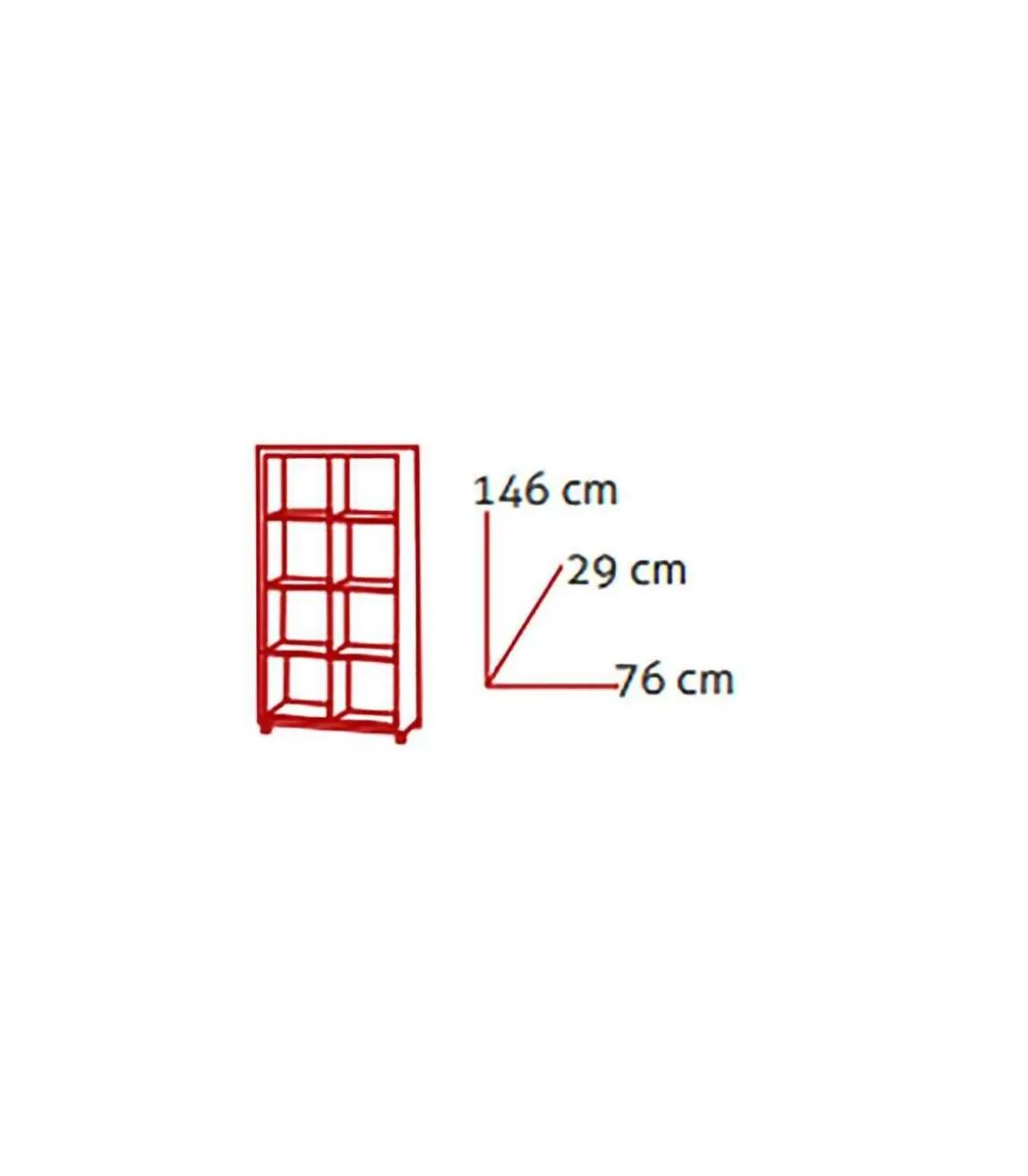 Estantería alta kubox 2x4 acabado maple, 146 cm(alto)76 cm(ancho)29 cm(fondo) .