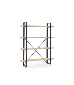 Estantería alta Plank acabado roble nordish/negro, 180cm(alto) 150cm(ancho) 35cm(largo).