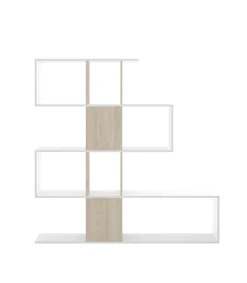 Estantería Andujar acabado blanco brillo/ natural, 145 cm(alto)145 cm(ancho)29 cm(fondo) .