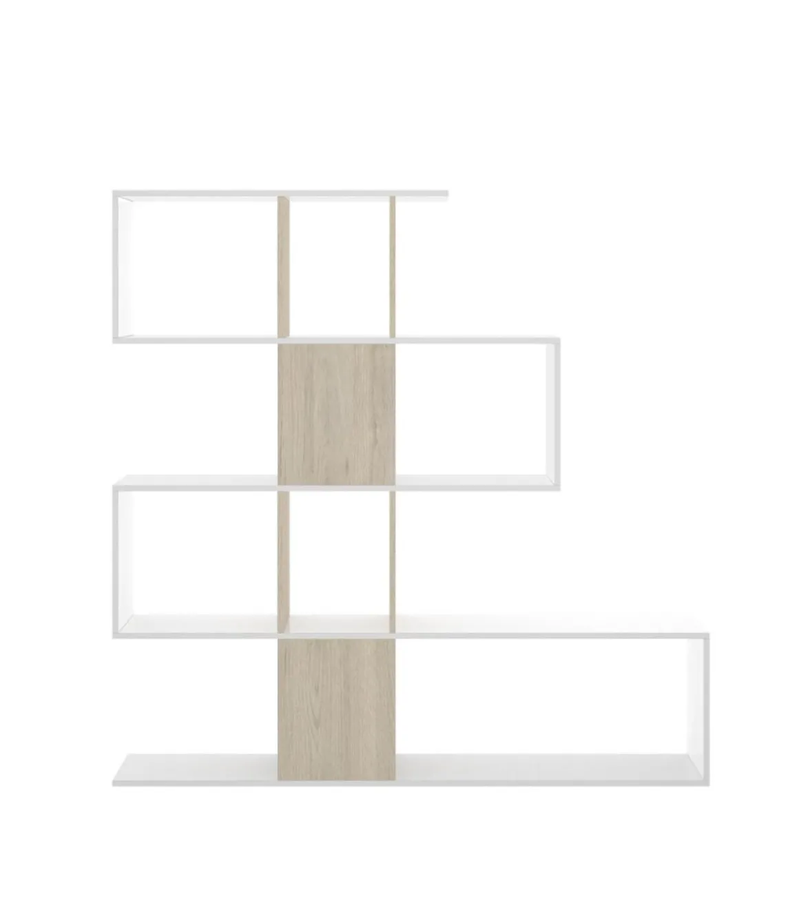 Estantería Andujar acabado blanco brillo/ natural, 145 cm(alto)145 cm(ancho)29 cm(fondo) .