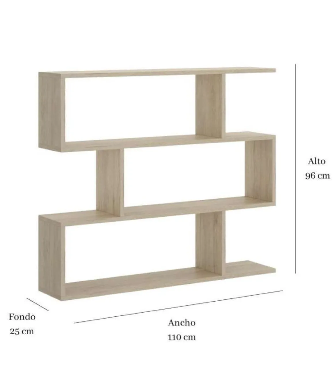 Estantería baja Ibros en roble natural 96 cm(alto)110 cm(ancho)25 cm(fondo). .