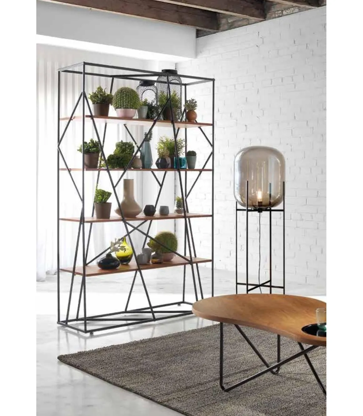 Estantería 4 baldas modelo Nereida acabado nogal, 110 x 40 x 180 cm (largo x ancho x alto)