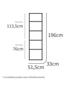 Estantería-3 cuatro estantes acabado blanco, 196.5 cm(alto)51.5 cm(ancho)33 cm(fondo)..