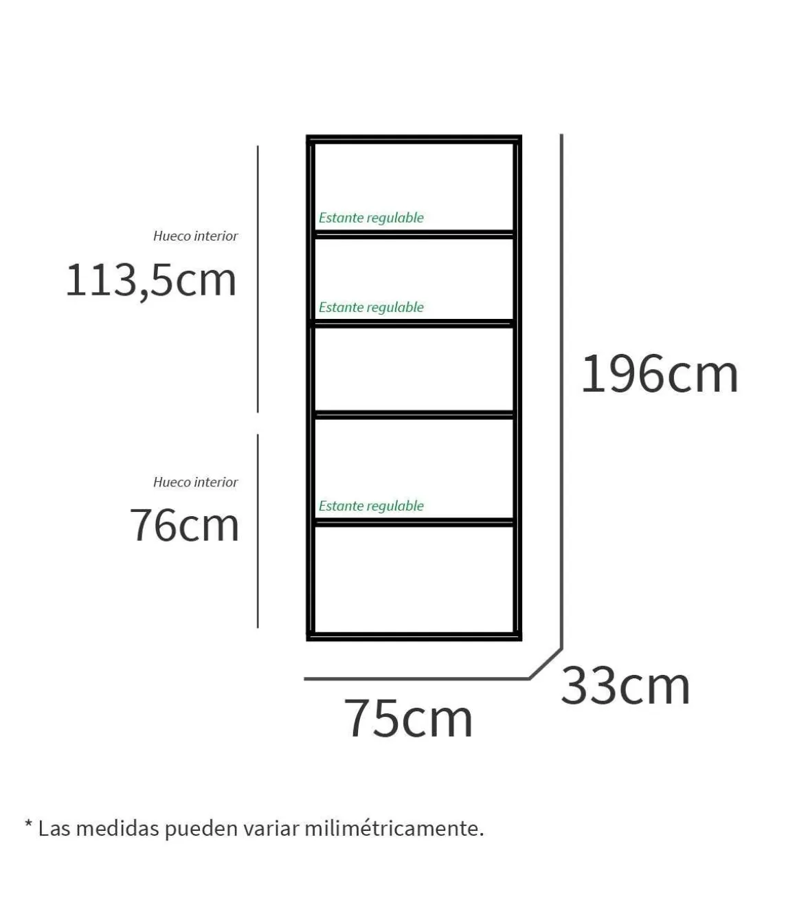 Estantería-2 cuatro estantes acabado roble gold, 196.5 cm(alto)75.5 cm(ancho)33 cm(fondo)..