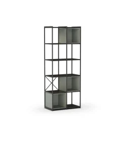 Estantería 3 cubos y estantes modelo Berta-70 acabado negro/verde, 179cm(alto) 70cm(ancho) 39cm(largo).