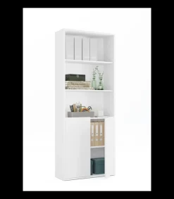 Estantería-1 dos puertas acabado blanco, 196.5 cm(alto)75.5 cm(ancho)33 cm(fondo)..