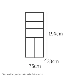 Estantería-1 dos puertas acabado blanco, 196.5 cm(alto)75.5 cm(ancho)33 cm(fondo)..
