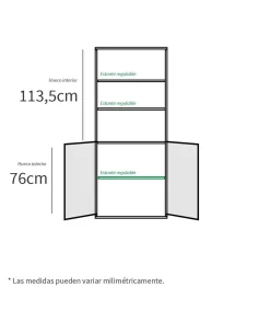 Estantería-1 dos puertas acabado blanco, 196.5 cm(alto)75.5 cm(ancho)33 cm(fondo)..