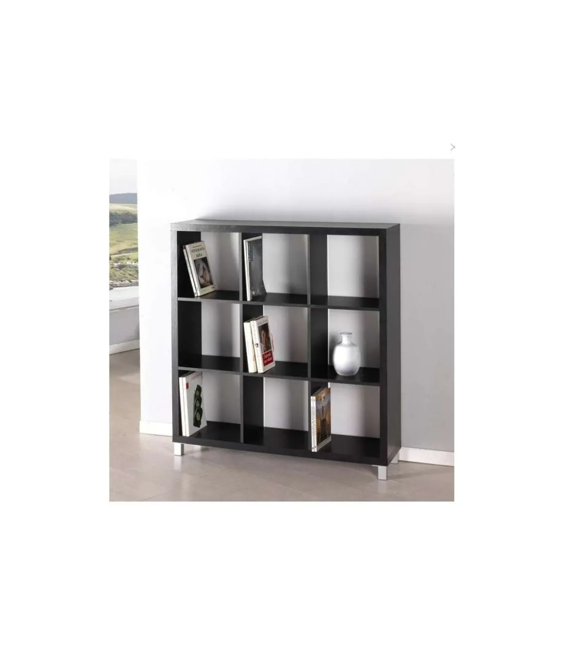 Estantería mediana kubox 3x3 acabado negro, 111 cm(alto)111 cm(ancho)29 cm(fondo)