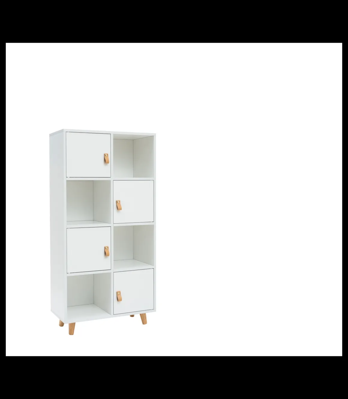 Estantería 4 puertas, 4 huecos acabado blanco, 119cm(alto) 60cm(ancho) 29cm(fondo). .