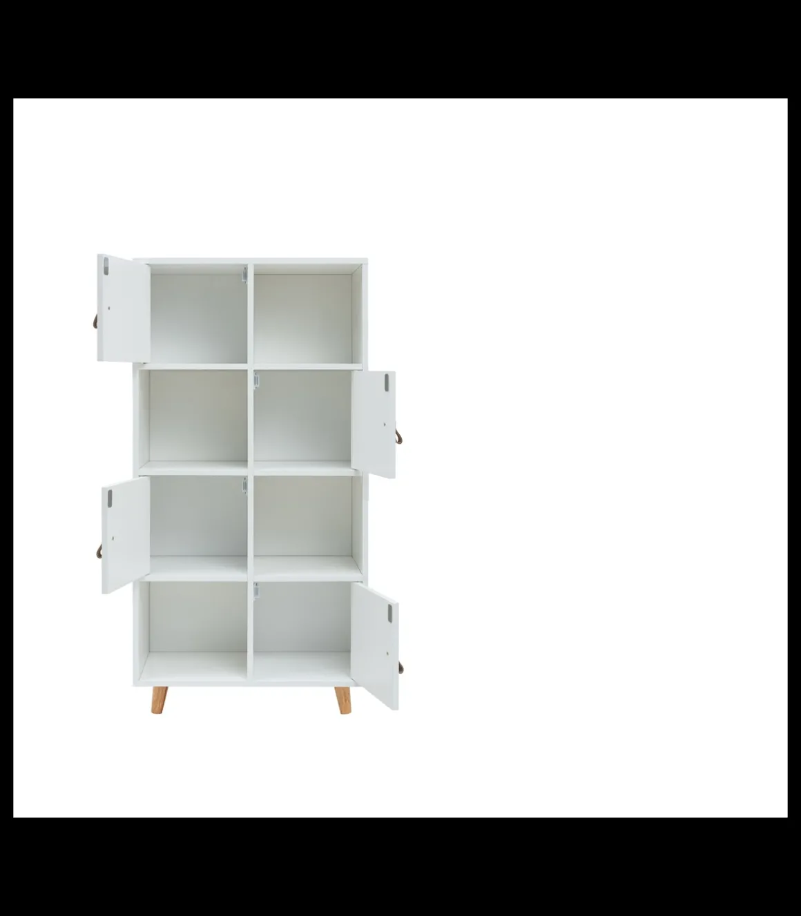 Estantería 4 puertas, 4 huecos acabado blanco, 119cm(alto) 60cm(ancho) 29cm(fondo). .