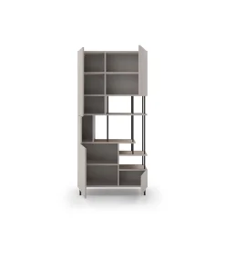 Estantería 5 puertas y estantes modelo Mallorca acabado crema/negro, 175cm(alto) 84cm(ancho) 34cm(largo).