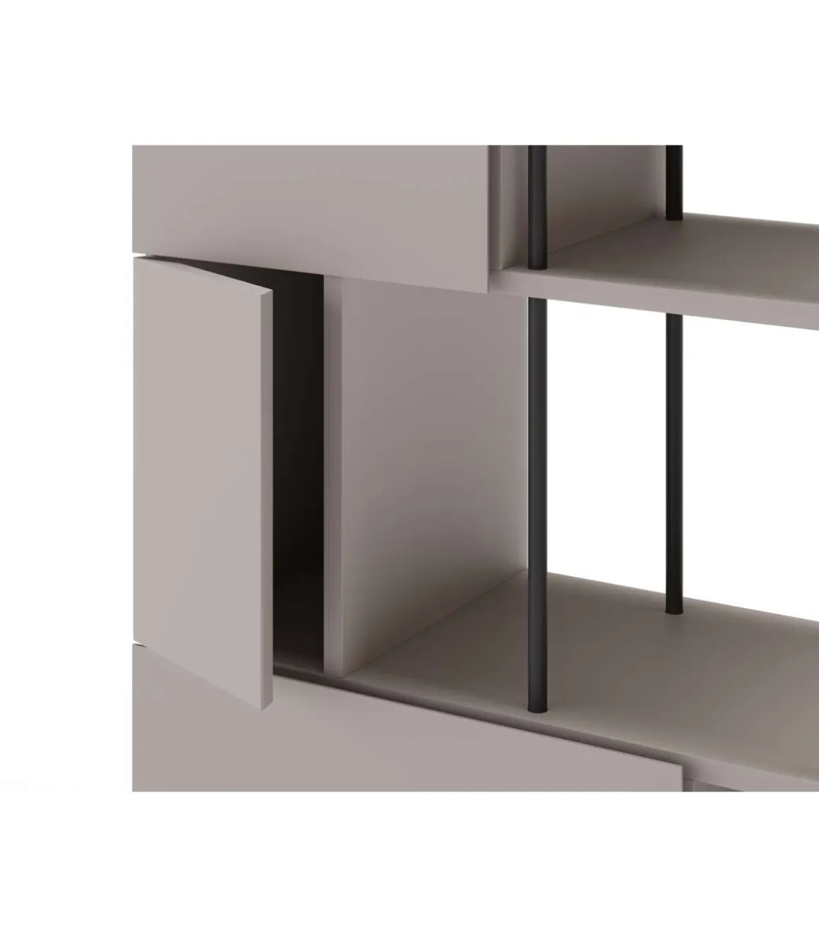 Estantería 5 puertas y estantes modelo Mallorca acabado crema/negro, 175cm(alto) 84cm(ancho) 34cm(largo).