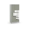 Estantería 5 puertas y estantes modelo Mallorca acabado verde/negro, 175cm(alto) 84cm(ancho) 34cm(largo).