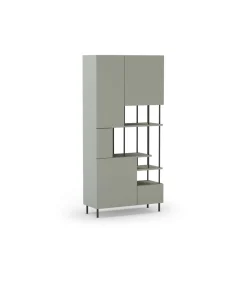 Estantería 5 puertas y estantes modelo Mallorca acabado verde/negro, 175cm(alto) 84cm(ancho) 34cm(largo).