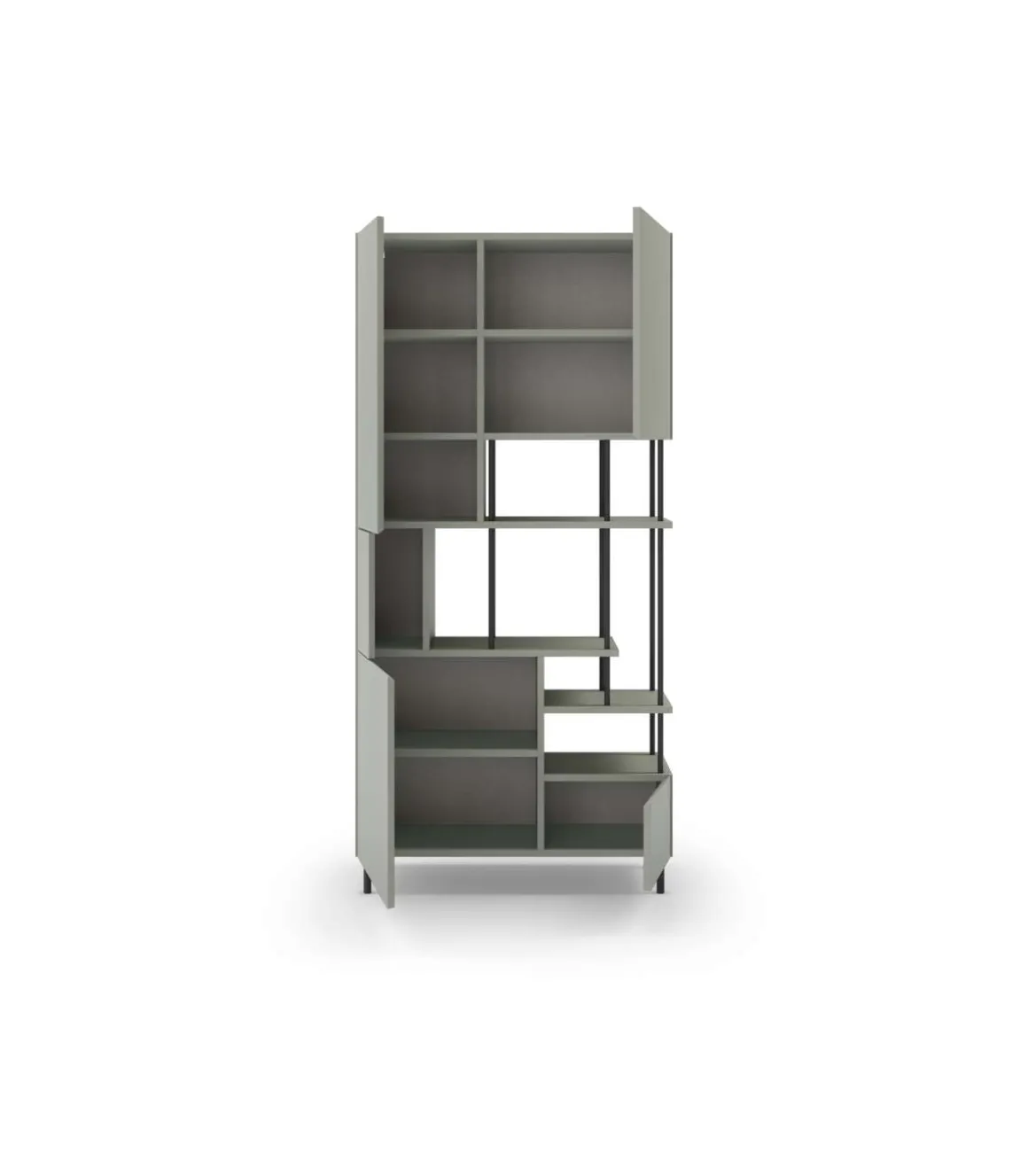 Estantería 5 puertas y estantes modelo Mallorca acabado verde/negro, 175cm(alto) 84cm(ancho) 34cm(largo).