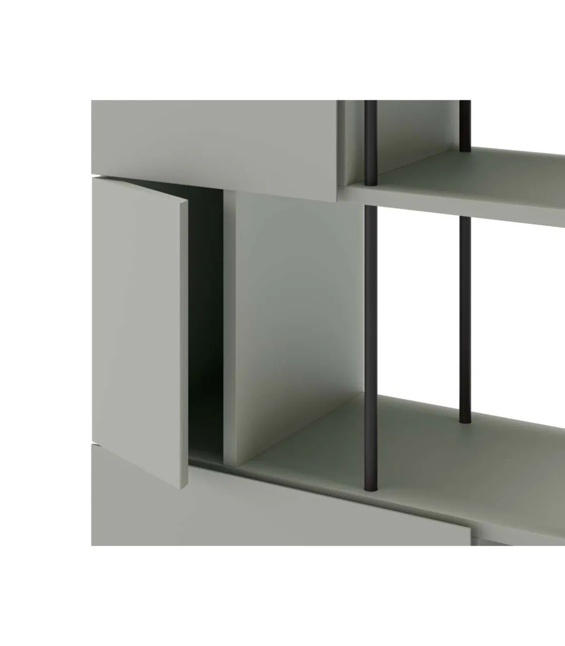 Estantería 5 puertas y estantes modelo Mallorca acabado verde/negro, 175cm(alto) 84cm(ancho) 34cm(largo).