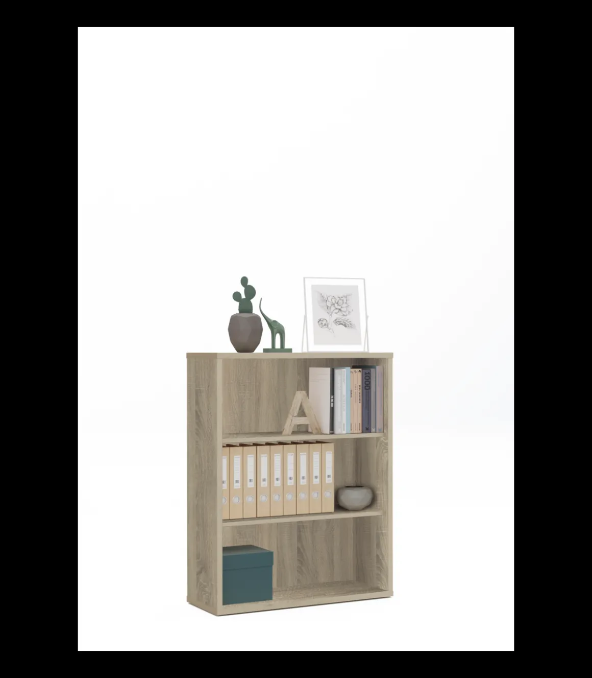 Estantería-4 tres estantes acabado roble cambrian, 99.5 cm(alto) 75.5 cm(ancho) 33 cm(fondo)..