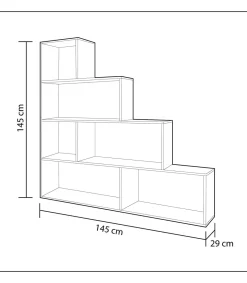 Estanteria baja Cantora en blanco, 145 cm(alto)145 cm(ancho)29 cm(fondo) .