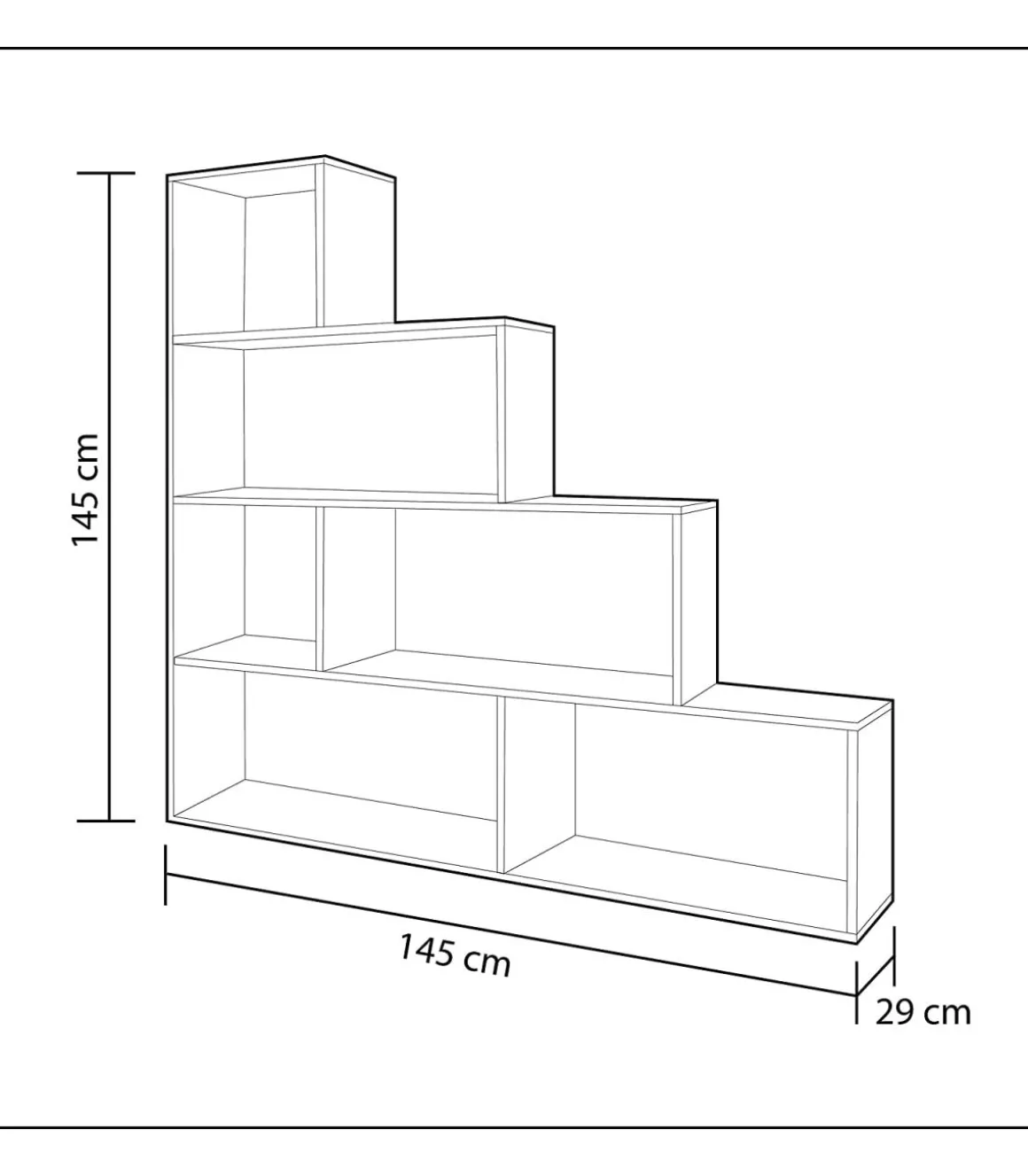 Estanteria baja Cantora en blanco, 145 cm(alto)145 cm(ancho)29 cm(fondo) .