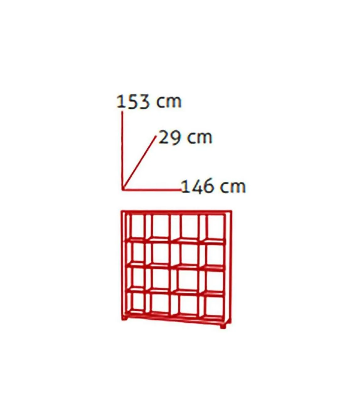 Estanteria grande kubox 4x4 acabado negro, 153 cm(alto)146 cm(ancho)29 cm(fondo)