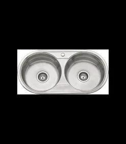 Fregadero de 2 senos en inox con orificio grifo de8444, 16cm(alto) 84cm(ancho) 44cm(largo)